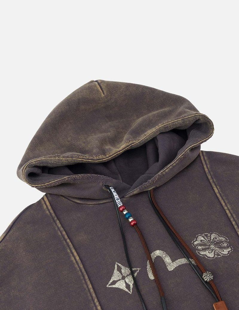 Washed Deconstructed Totem Kamon Embroidery Fashion Fit Hoodie Vest 10