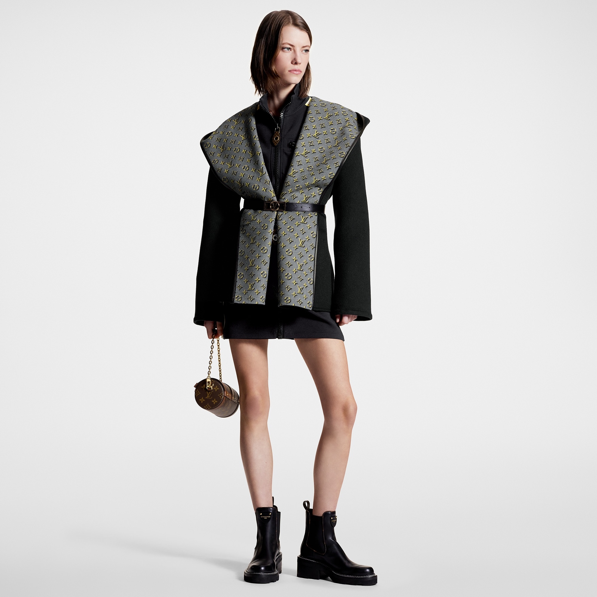 3D Monogram Double-Breasted Wrap Coat - 4