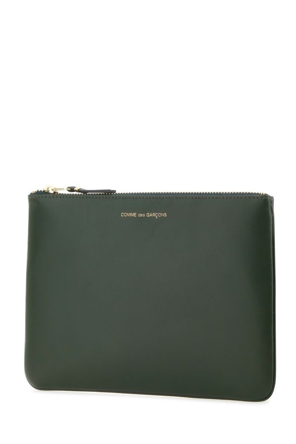 Bottle green leather pouch - 2