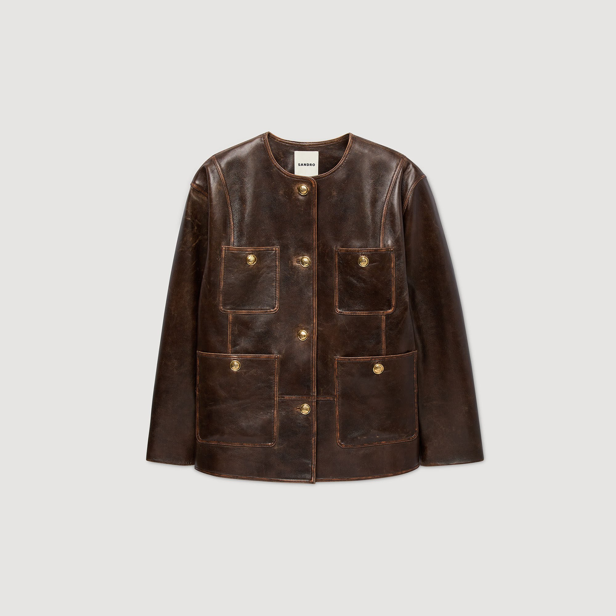 LONG DISTRESSED LEATHER JACKET - 7