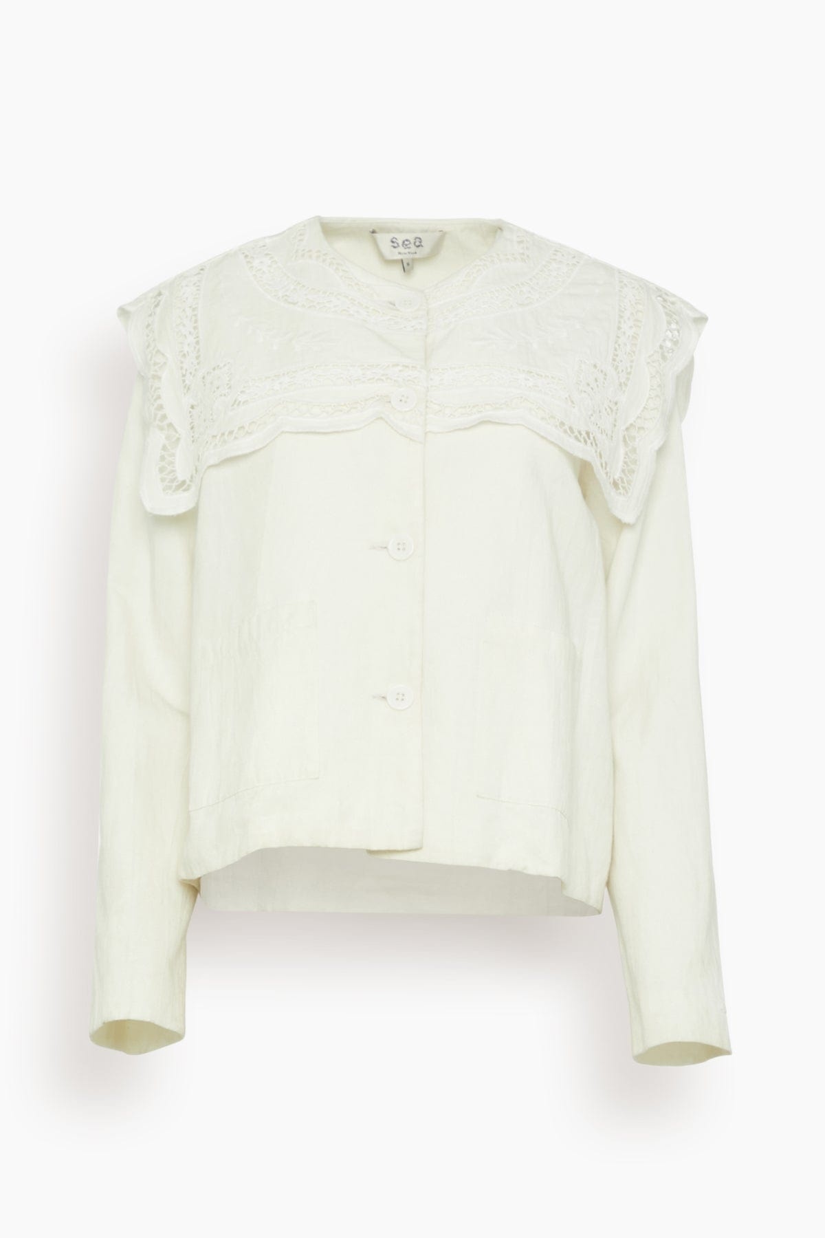 Marie Embroidery Jacket in White - 1