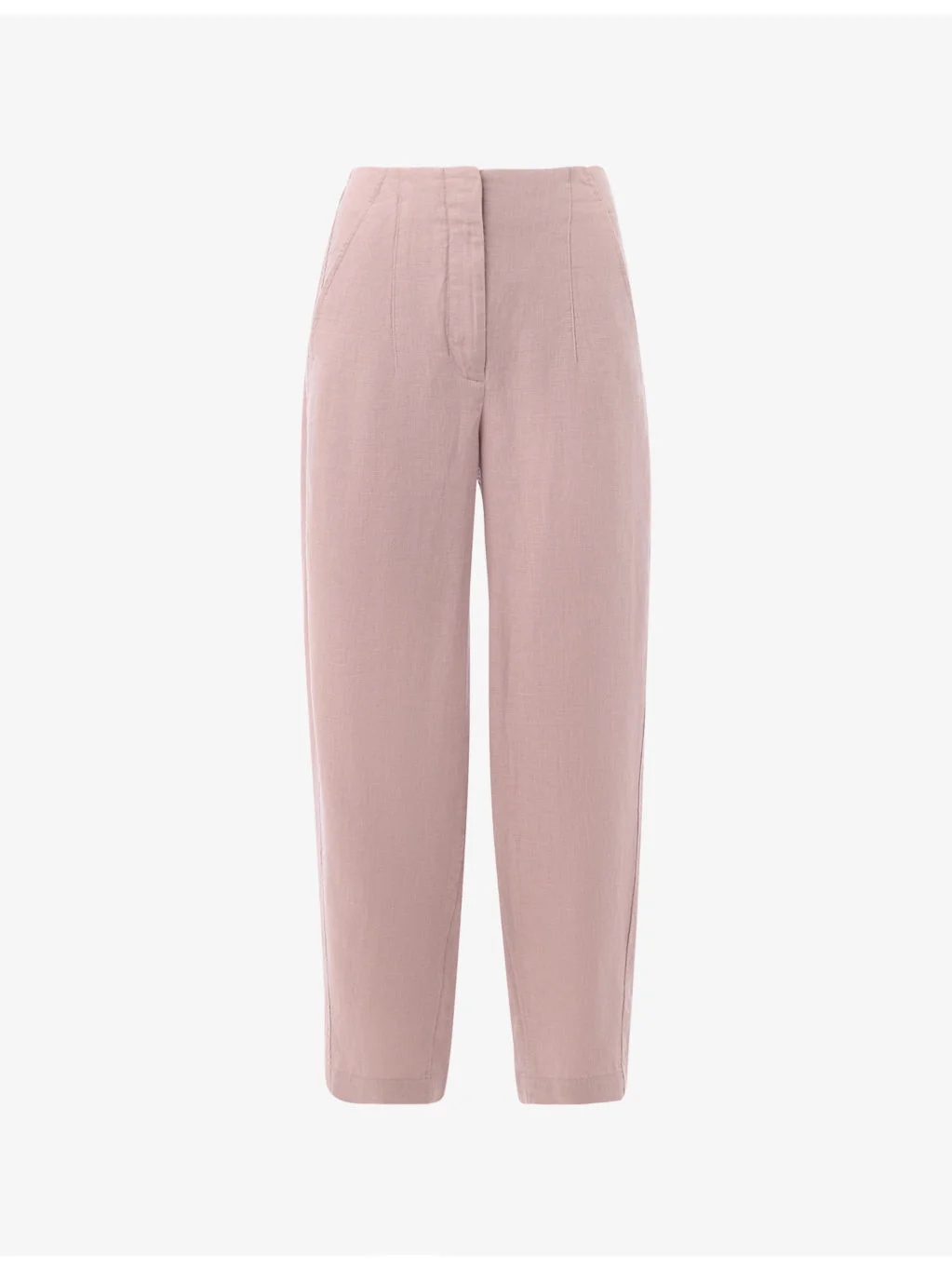 Barrel-Leg High-Rise Linen Trousers - 1