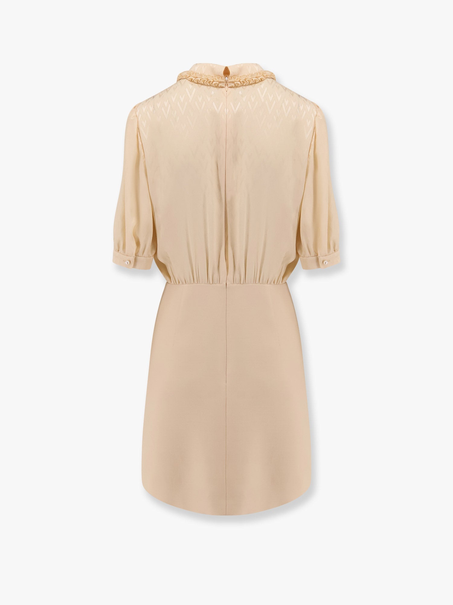 Valentino Women Short Crepe Couture Dress With Silk Jaquard Toute La V Top With Ruffle Detail - 4