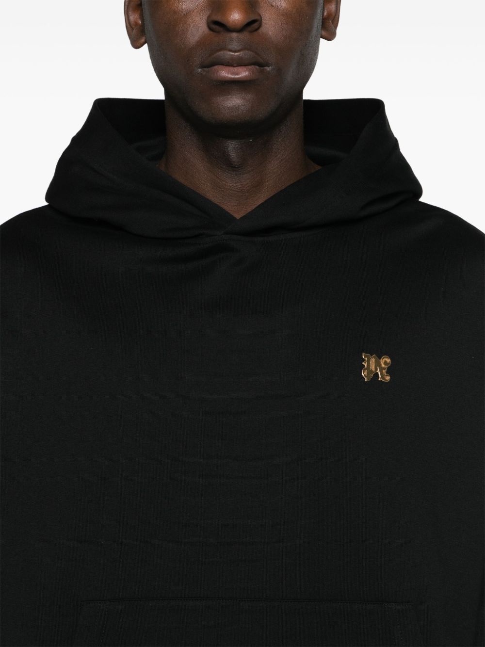 monogram-pin cotton hoodie - 5