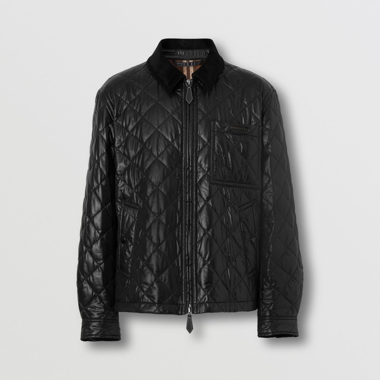 Logo Detail Diamond Quilted Nylon Bomber Jacket - 1