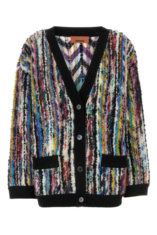 Multicolor bouclé oversize cardigan - 1