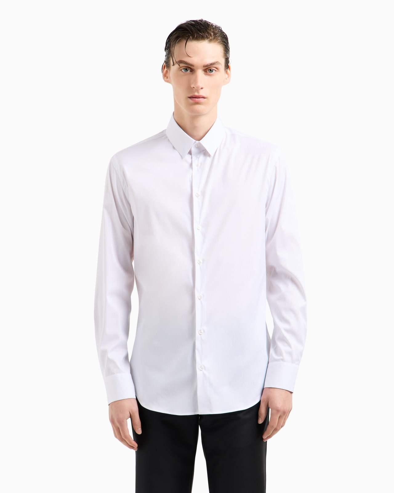 Stretch fabric shirt with collar stays - 4