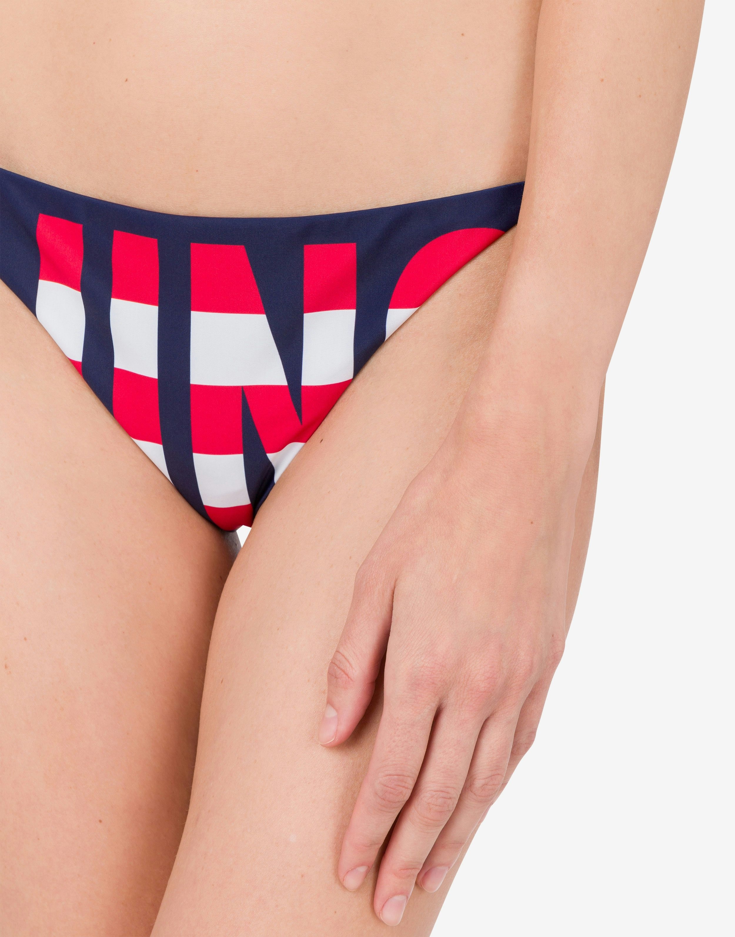 STRIPED LETTERING LOGO SWIM BRIEFS WITH LACES - 4