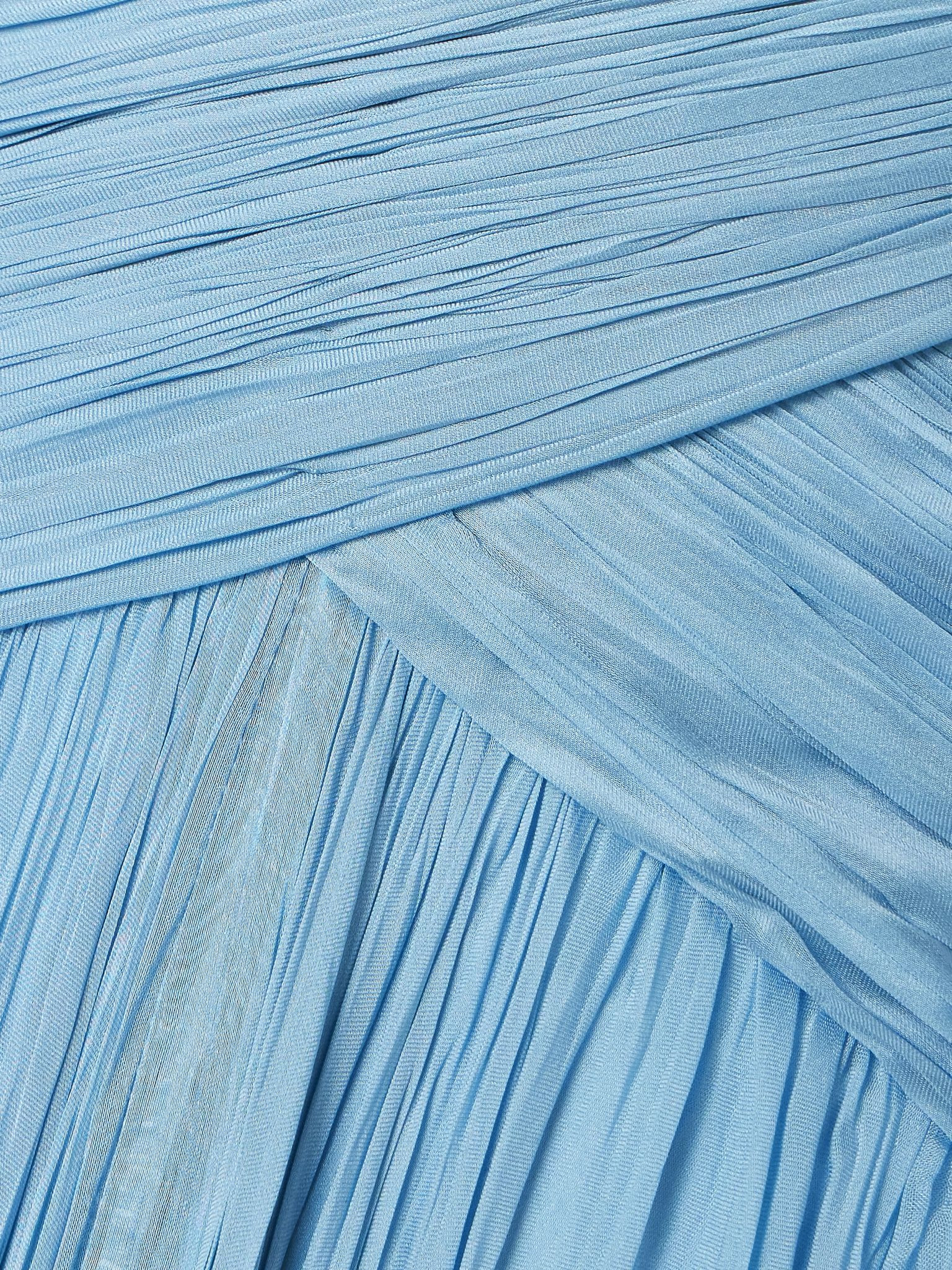 Gathered plissé-silk gown Blue - 4