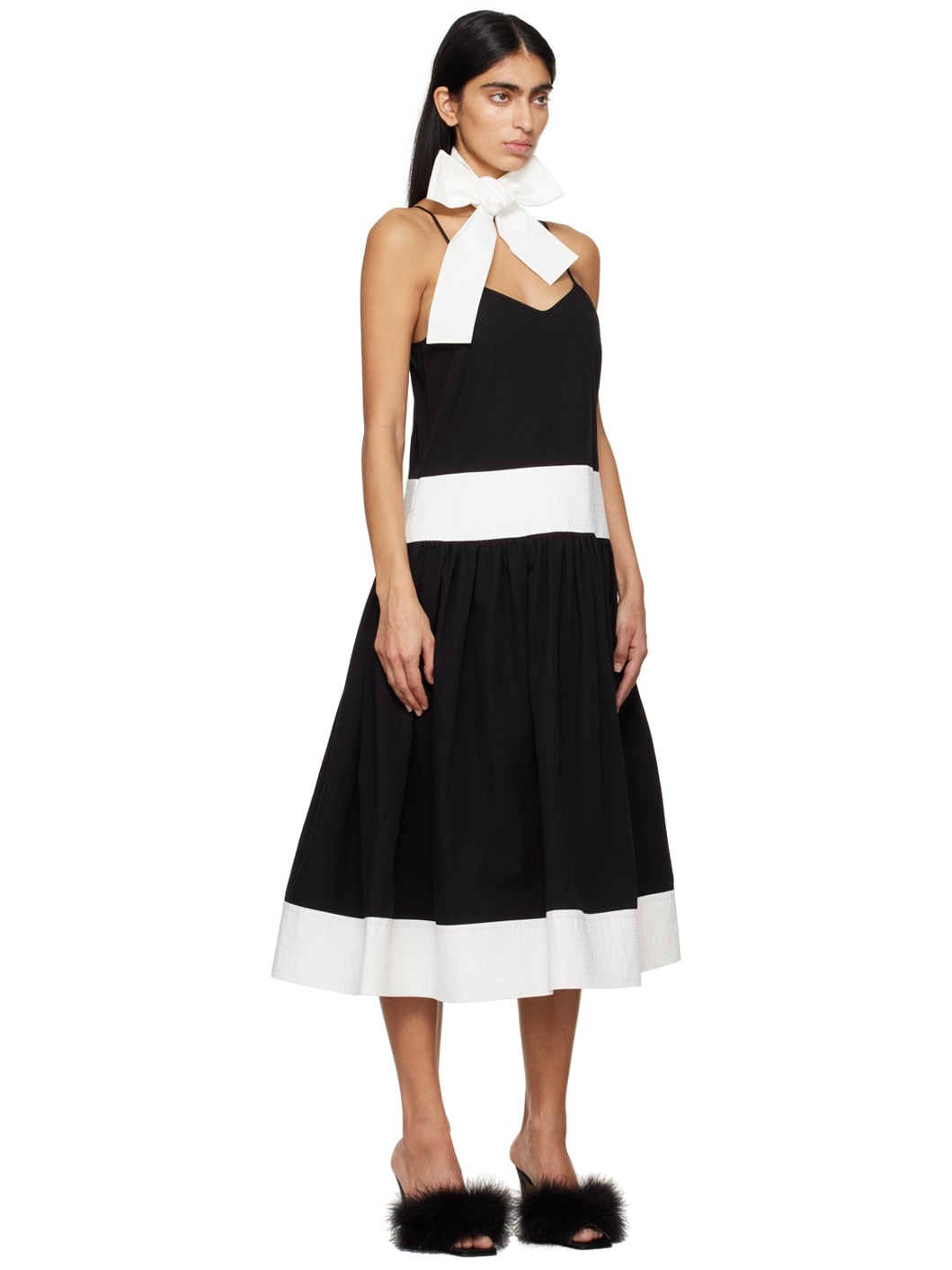 Black Bicolor Midi Dress - 2
