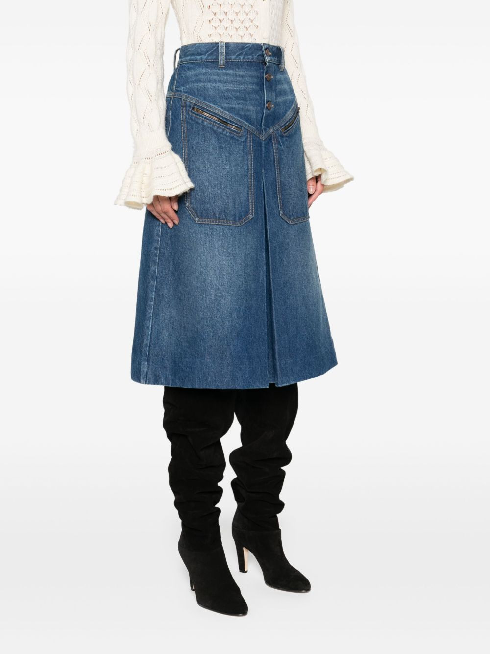 denim midi skirt - 3