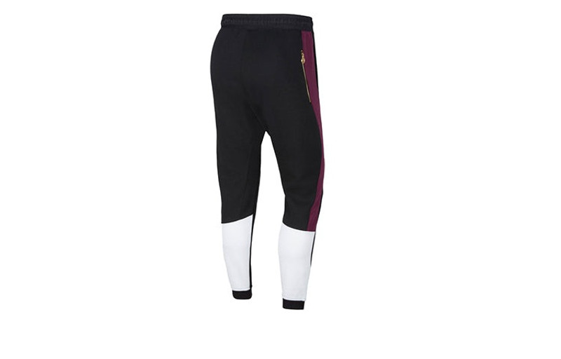 Jordan Air Jordan Paris Saint-Germain Colorblock Elastic Waistband Lacing Casual Sports Pants Black CK9658- outlook