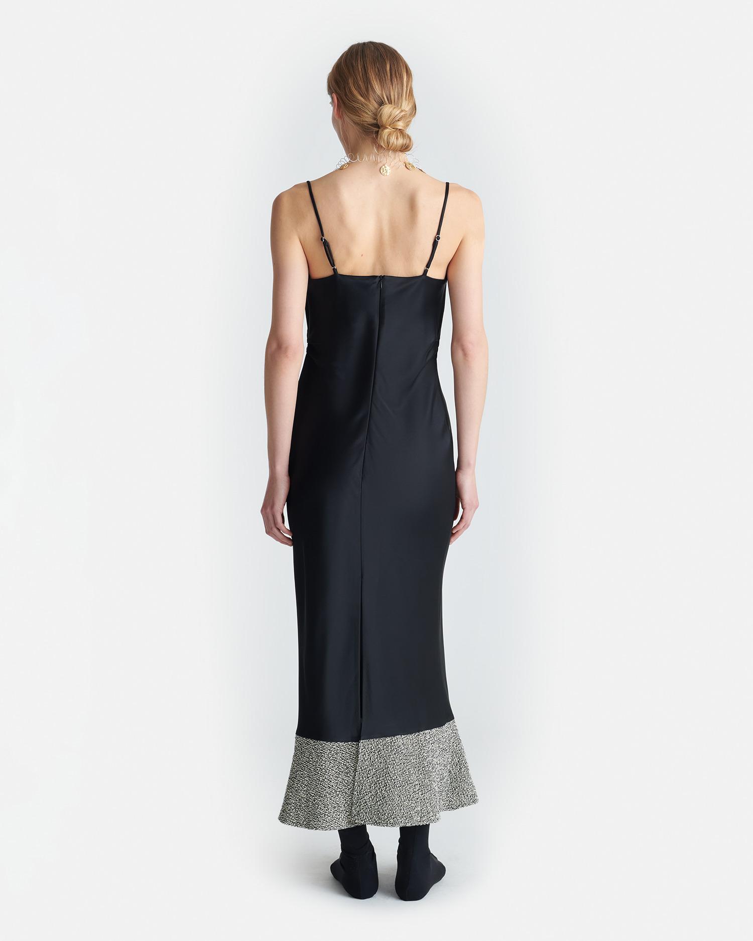 Slip Satin and Loopback Cotton Dress - 2