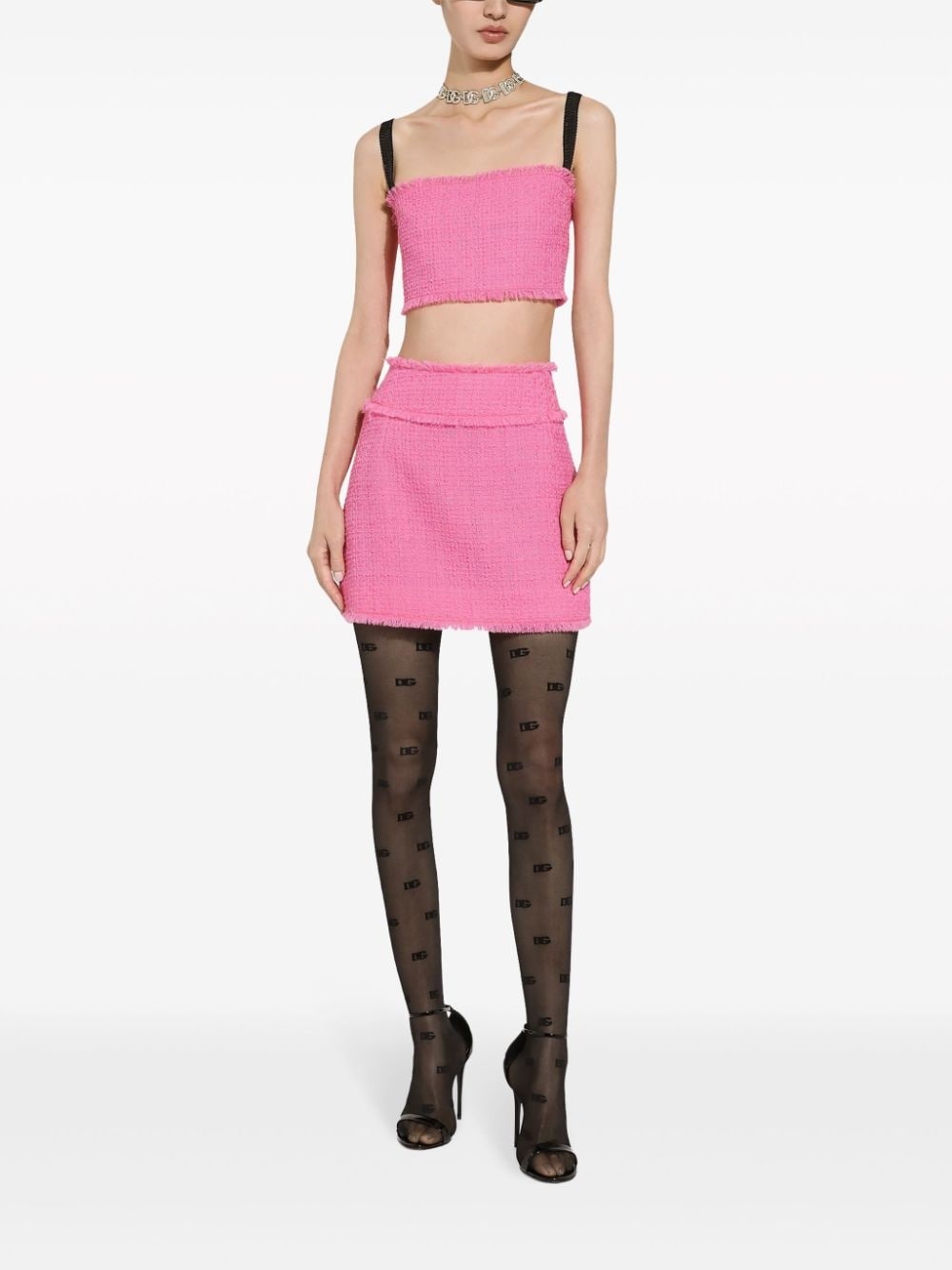high-waist tweed miniskirt - 3