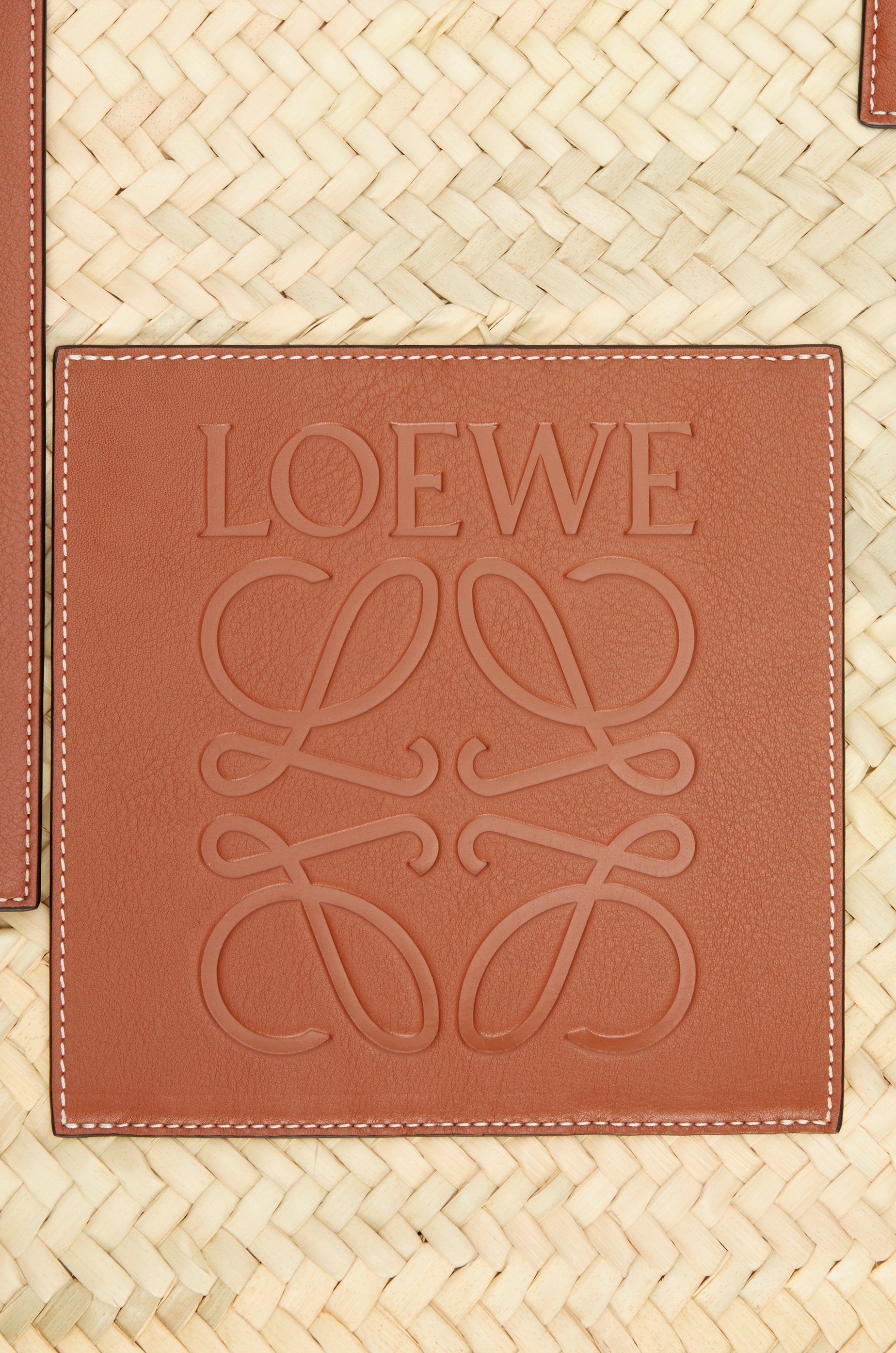 Large Classic Basket in palm leaf and calfskin - 7