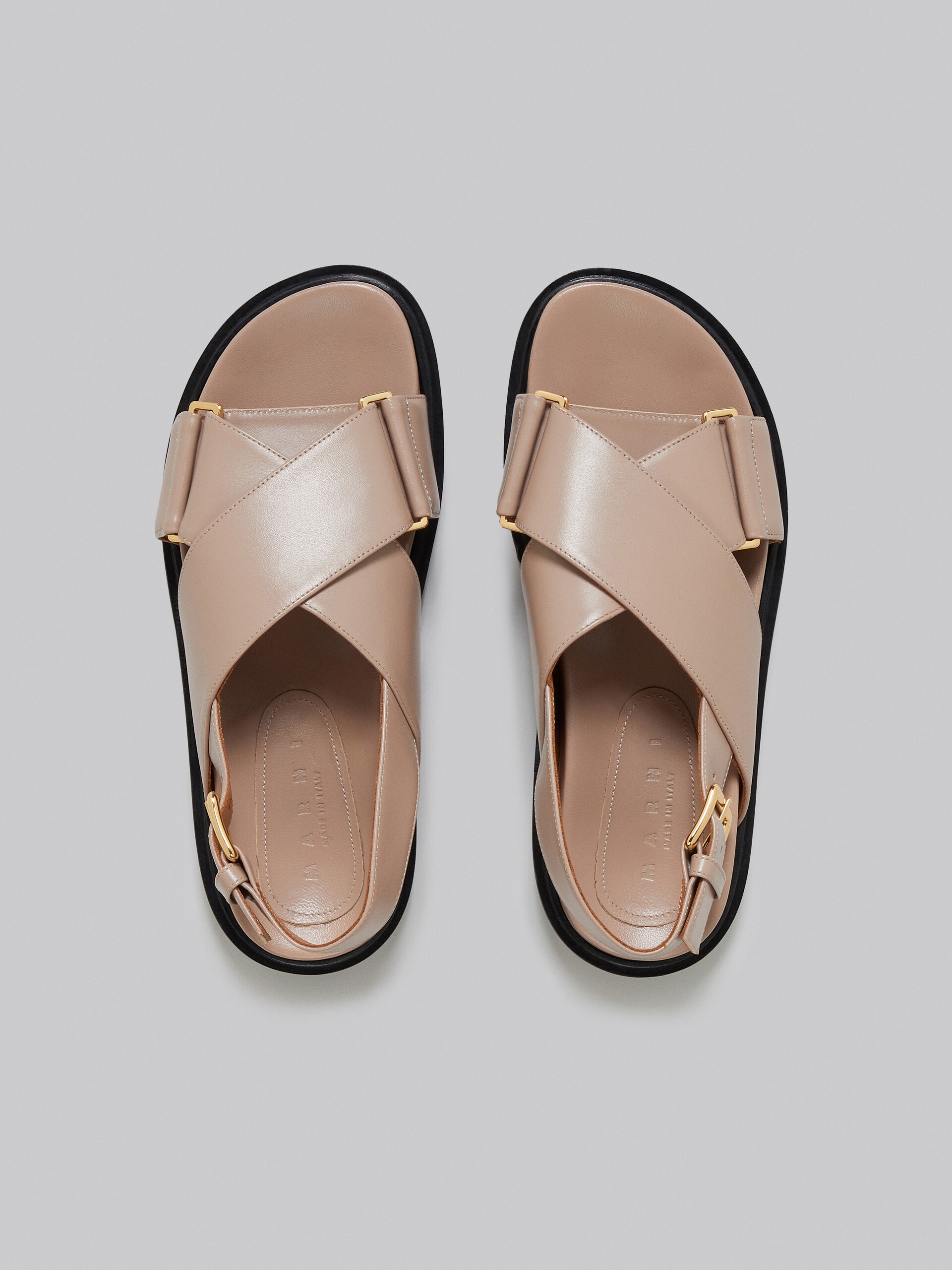 Marni BEIGE LEATHER CRISS-CROSS SANDAL | REVERSIBLE