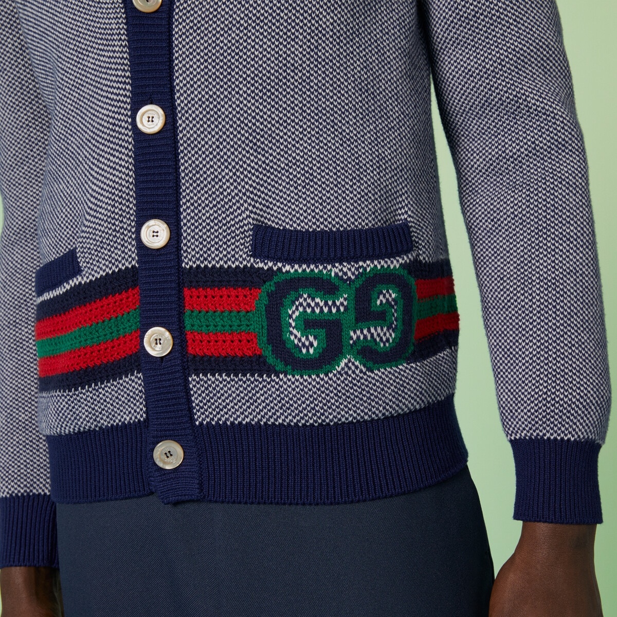 GUCCIカーディガン GUCCI Cotton wool cardigan with GG | REVERSIBLE