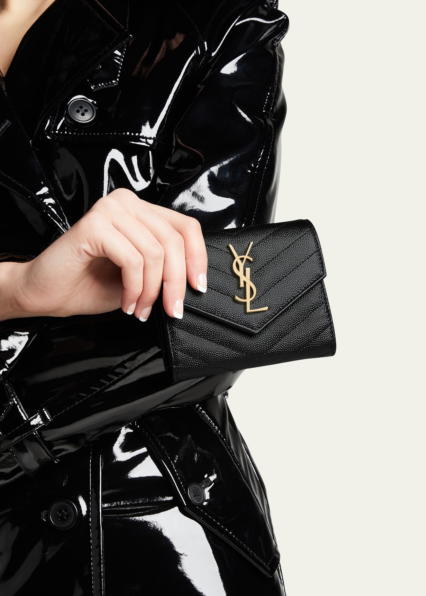YSL Small Grain de Poudre Tri-Fold Wallet - 2