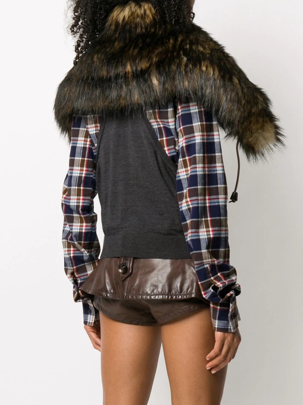 faux-fur shoulder waistcoat - 4