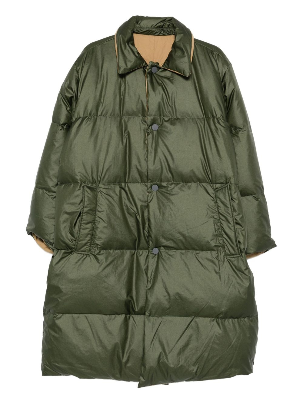 quilted button-fastening coat - 1