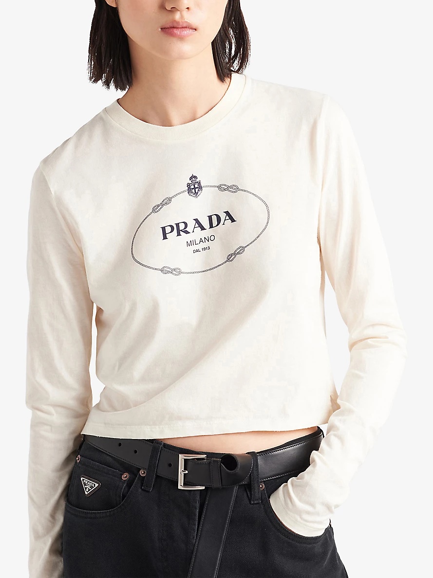 【PRADA】コットントップス PRADA プラダ トップス ジャージー Tシャツ 3558A 12ZB