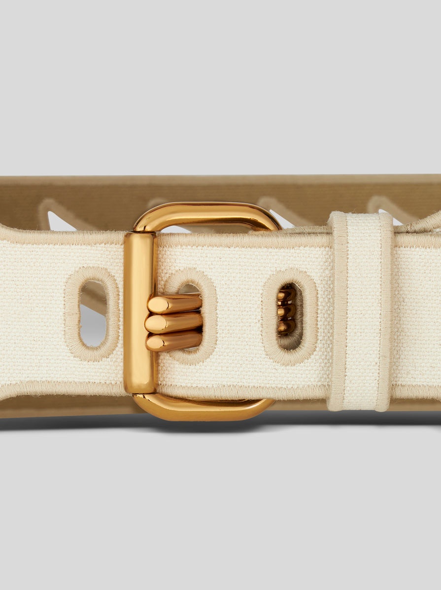 PERFORATED CANVAS BELT WITH THREE PRONGS - 2