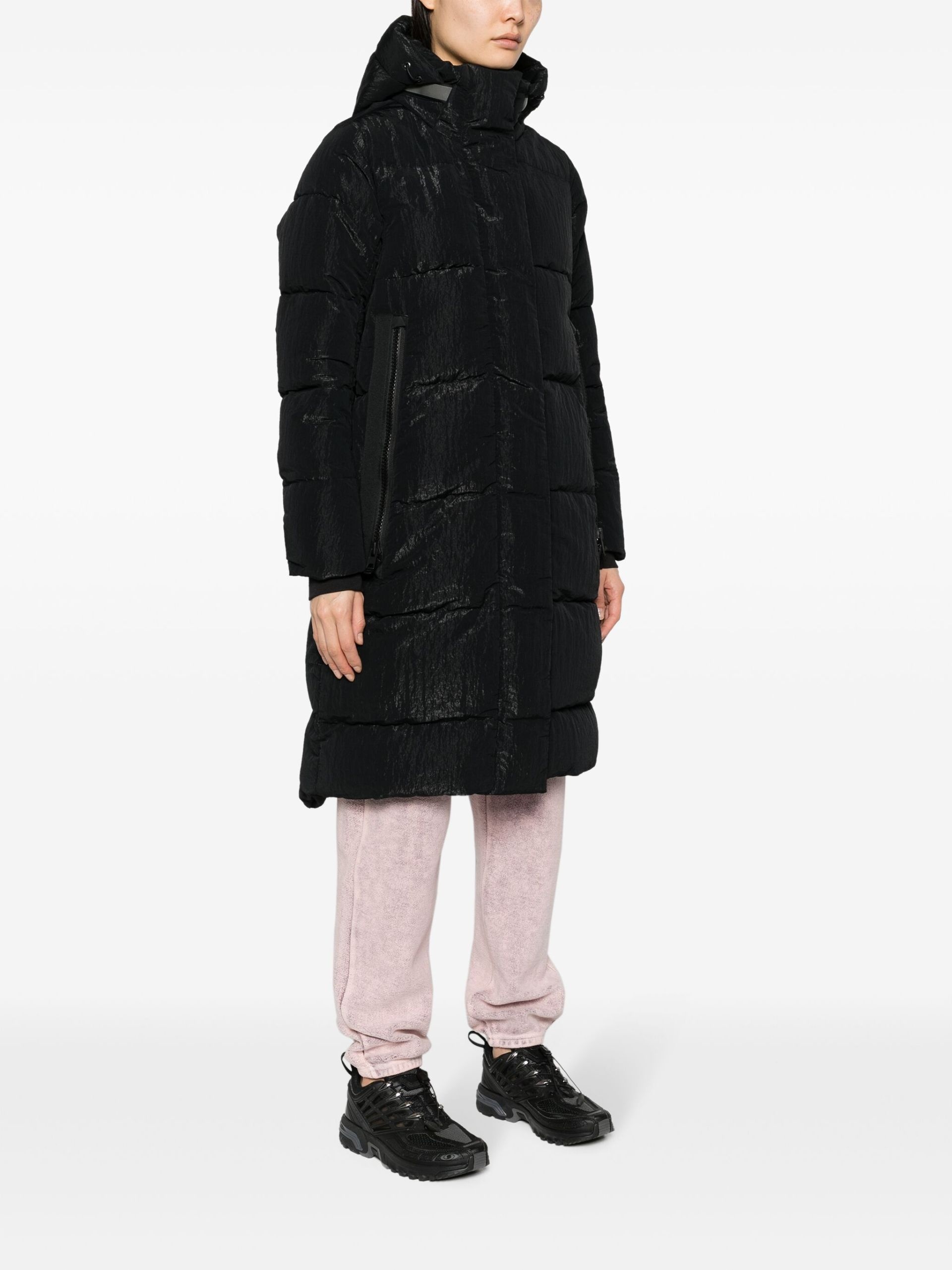 black Byward hooded quilted coat - 3