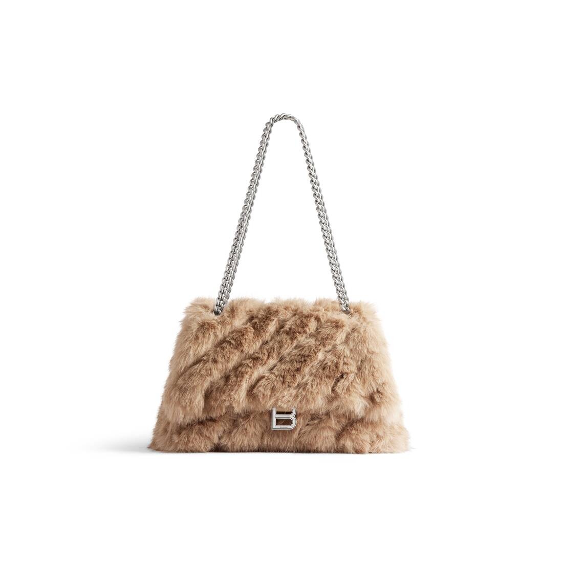 Women's Crush Medium Chain Bag Fake Fur in Beige - 1