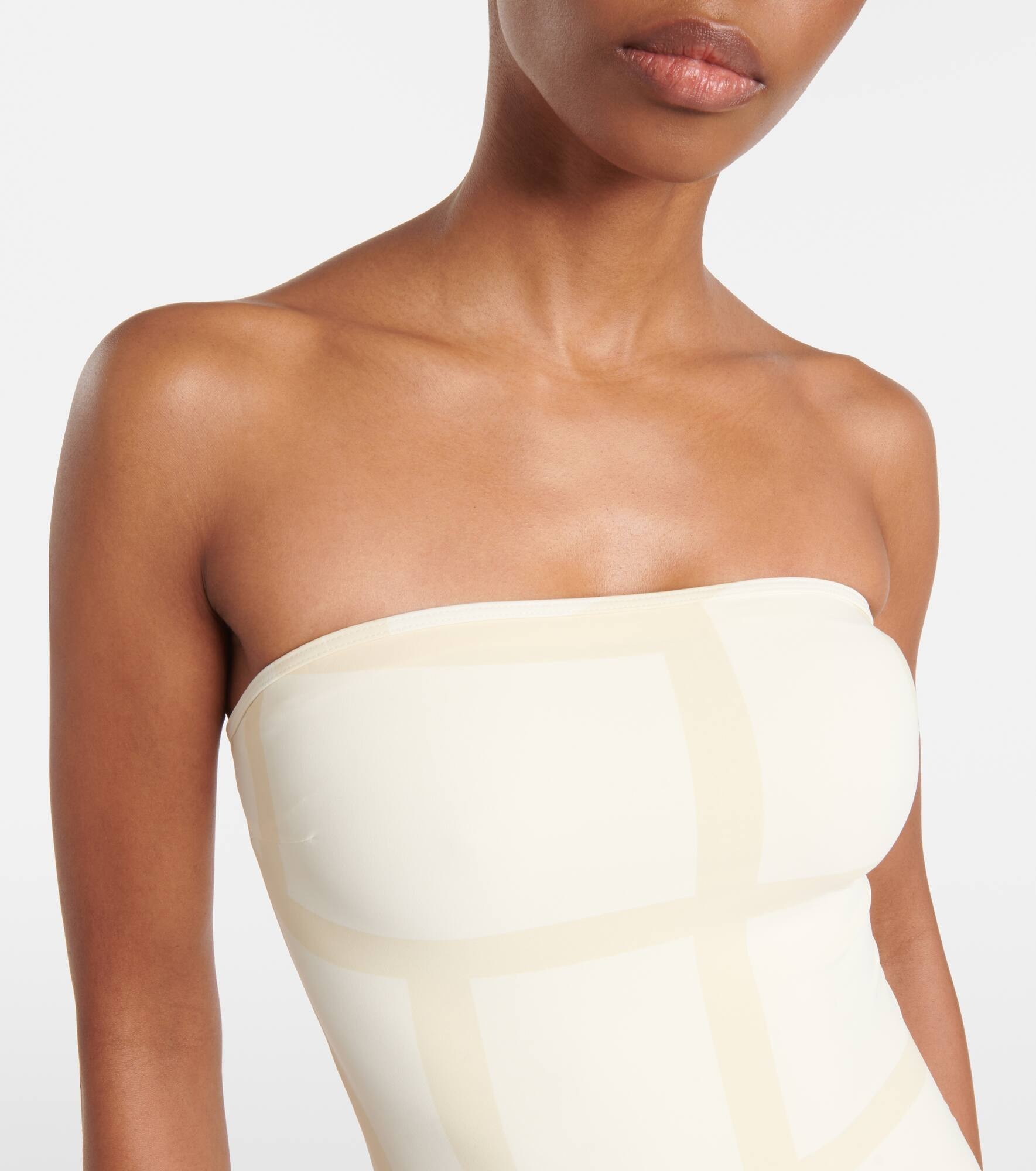 Monogram strapless jersey swimsuit - 4