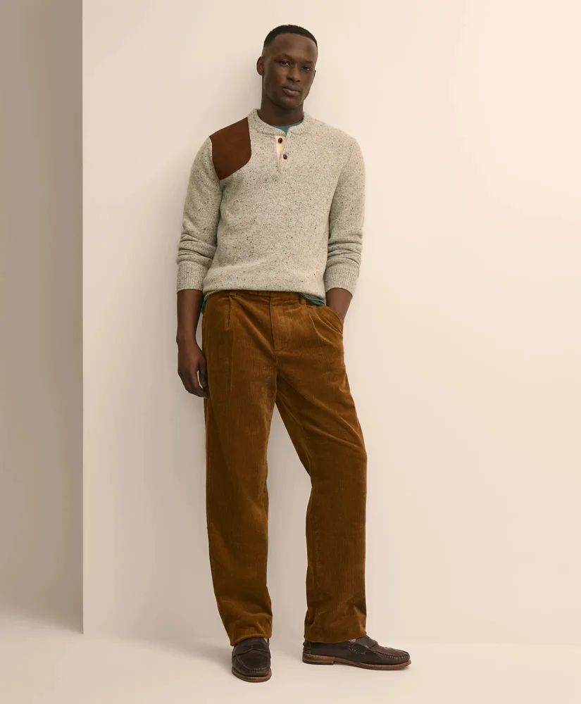 Cotton Wide-Wale Pleated Corduroy Pants - 1