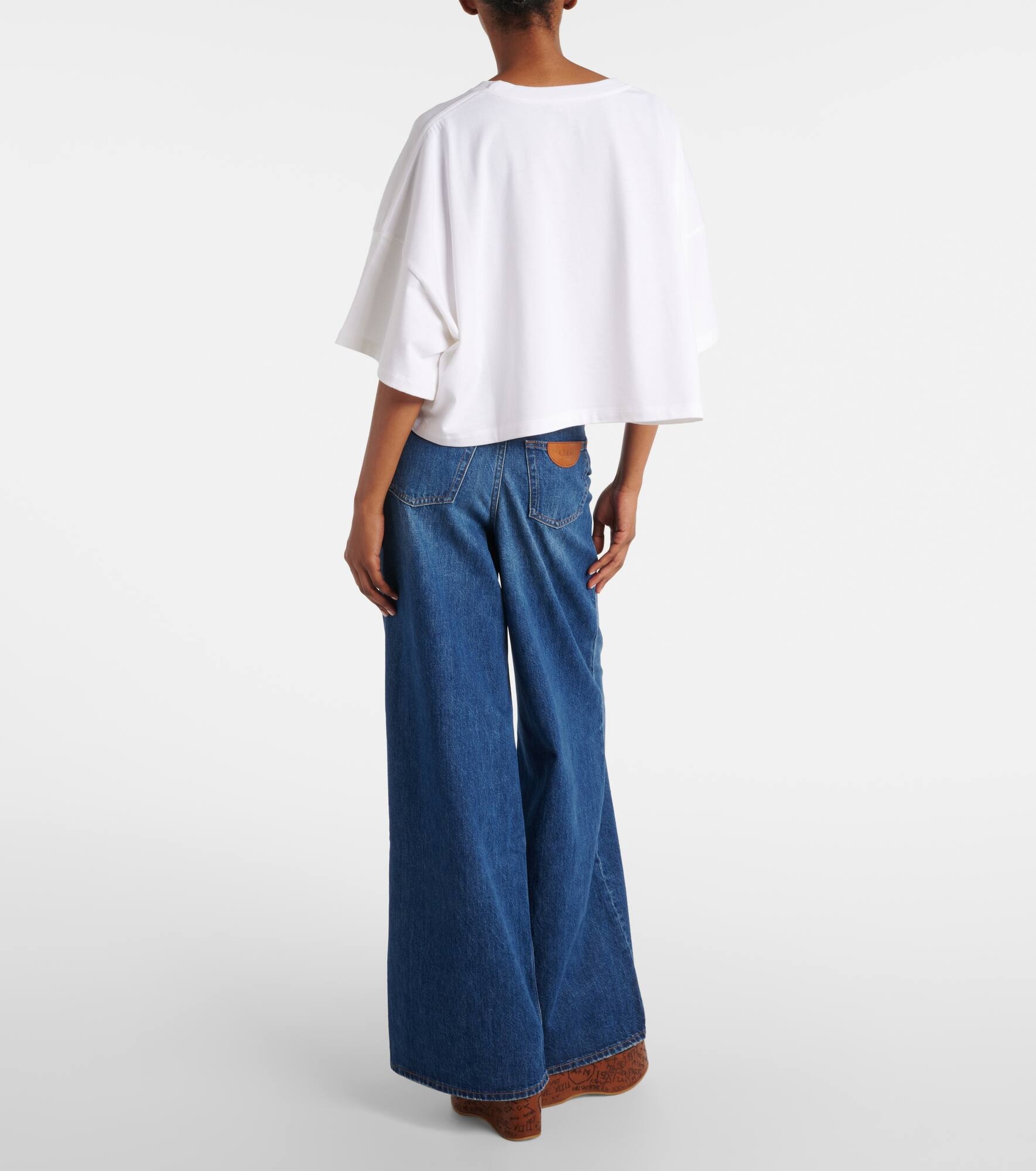 Logo cropped cotton jersey T-shirt - 3