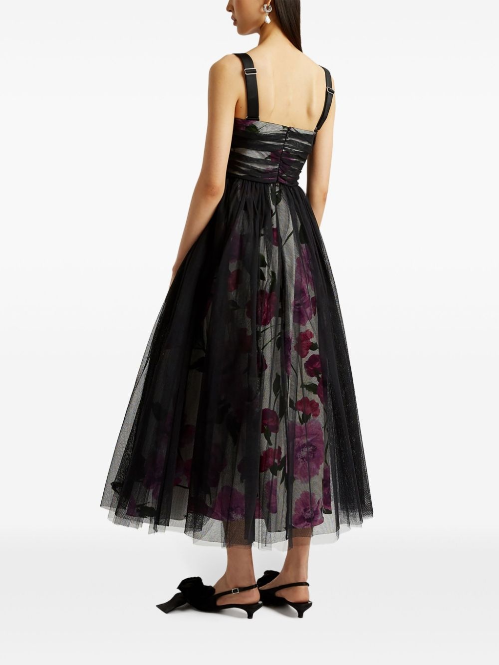 tulle-overlay midi dress - 4