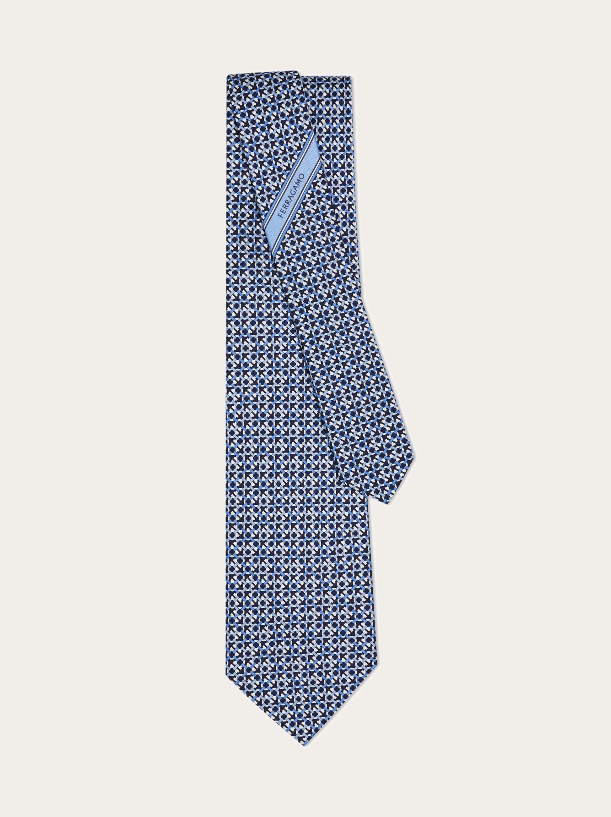 Gancini print silk tie - 3
