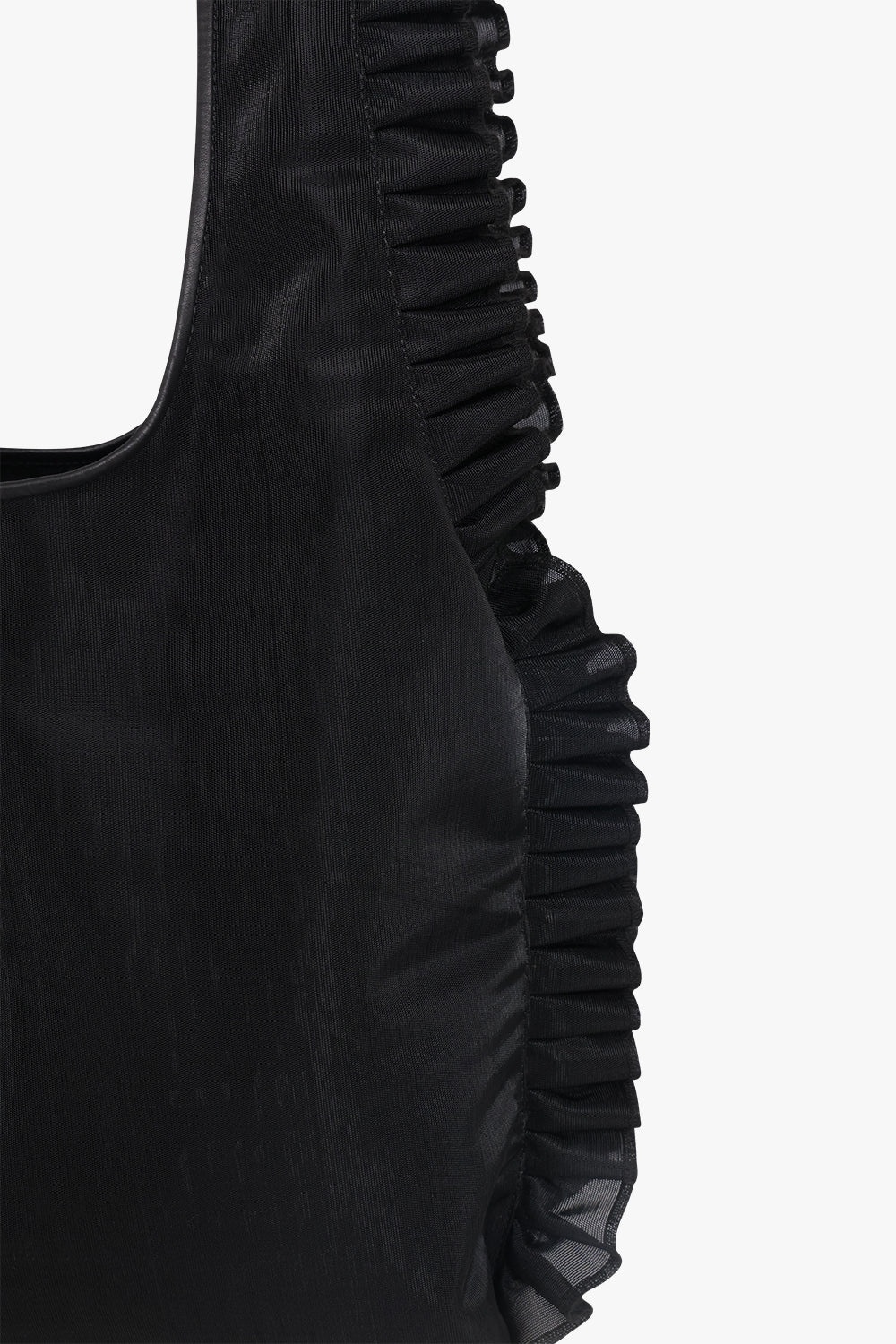 FRILLED LARGE TOTE BAG | BLACK - 4
