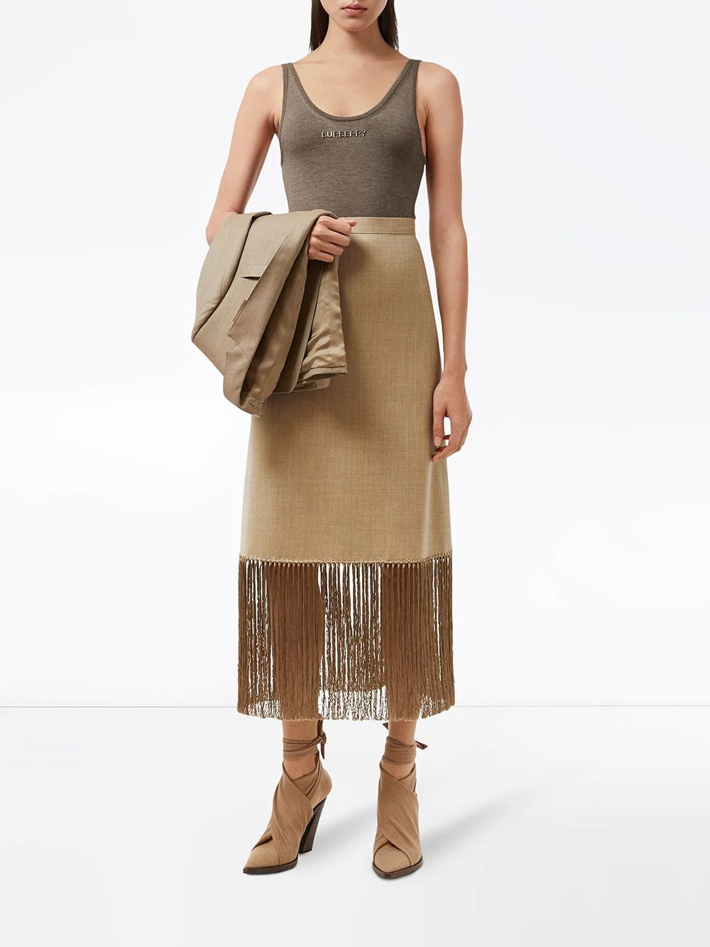 fringed A-line skirt - 2