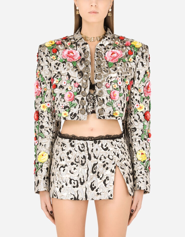 Lamé jacquard Spencer jacket with embroidery - 1