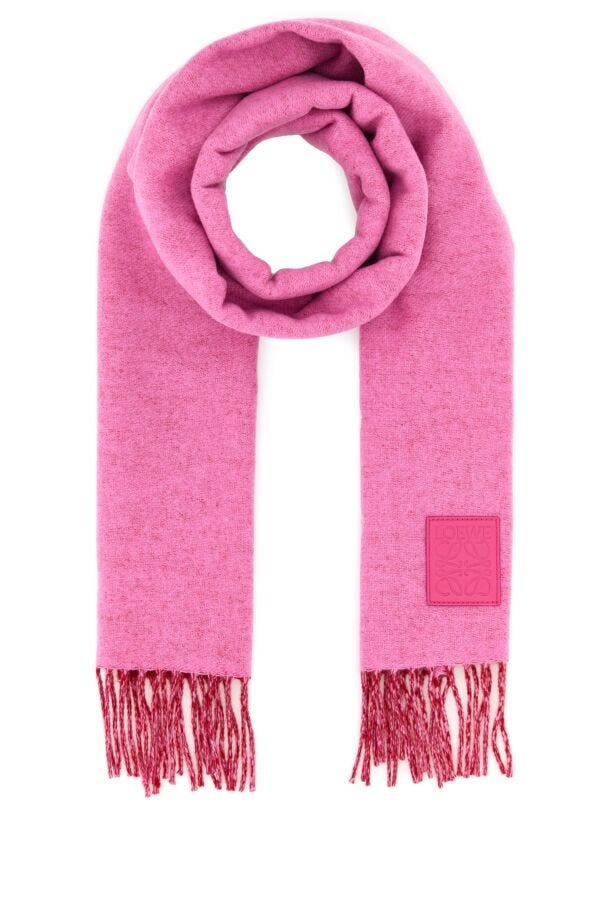 Loewe Woman Fuchsia Wool Blend Reversible Scarf - 1