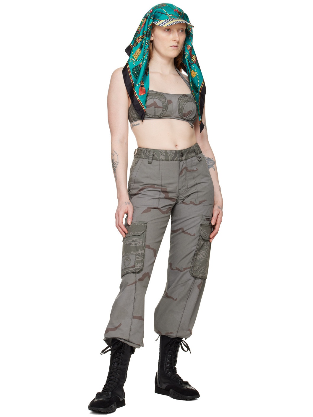 Marine Serre Gray Regenerated Camo Trousers | ssense