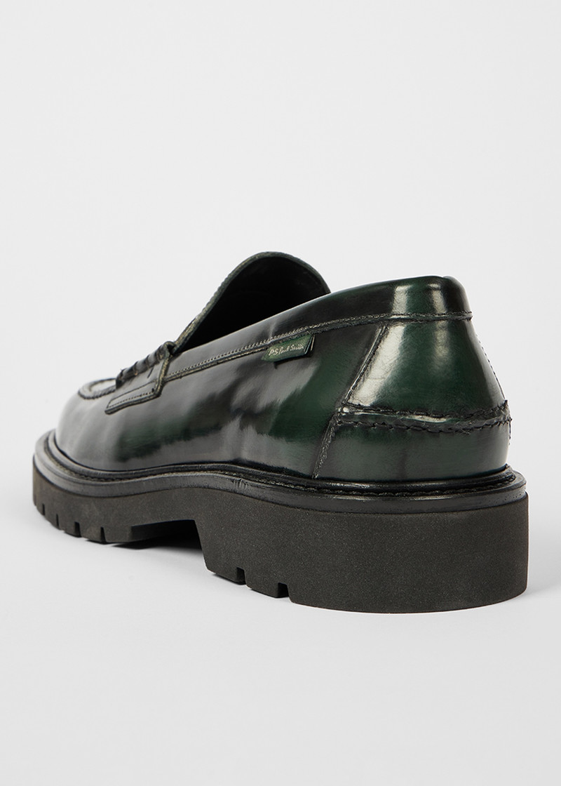 Dark Green Leather 'Bolzano Loafers 4