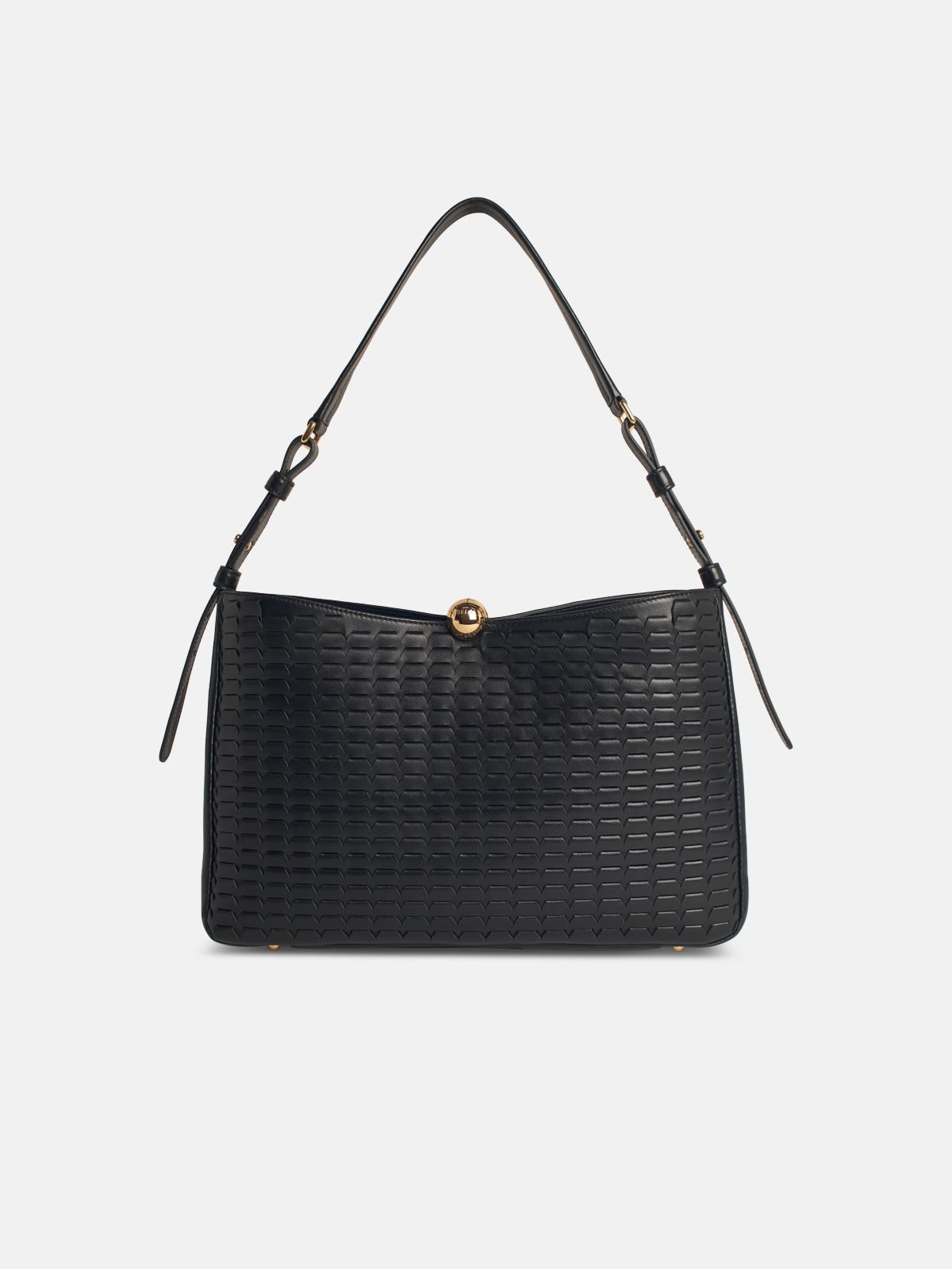 LARGE 'SFERA SOFT' BLACK LEATHER BAG - 1