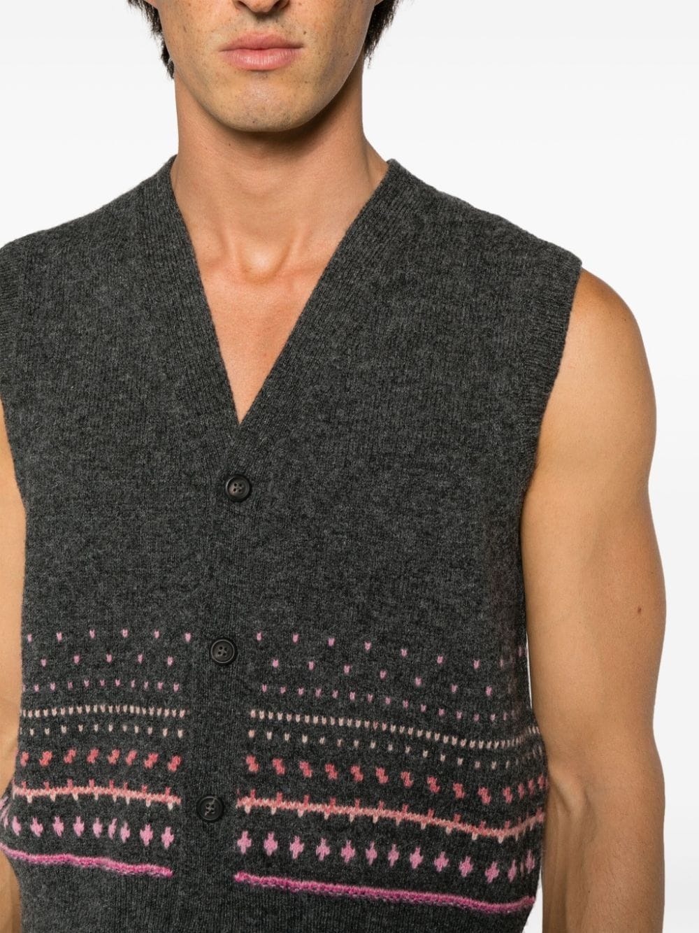 Rugart patterned-intarsia wool vest - 5