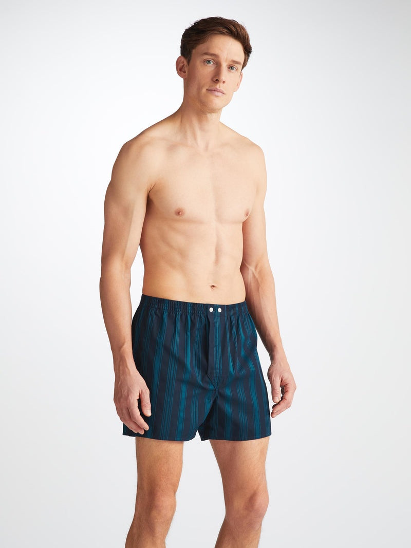 Derek Rose Men's Classic Fit Boxers Royal 222 Cotton Navy outlook