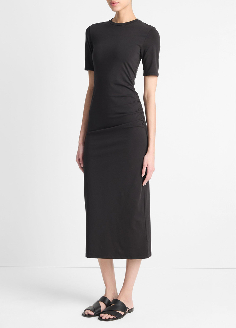 Vince Pima Cotton-Blend Side-Drape Dress outlook