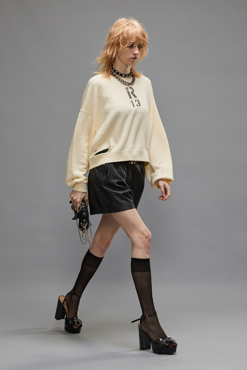 R13 CROPPED R13 CREWNECK - NATURAL outlook