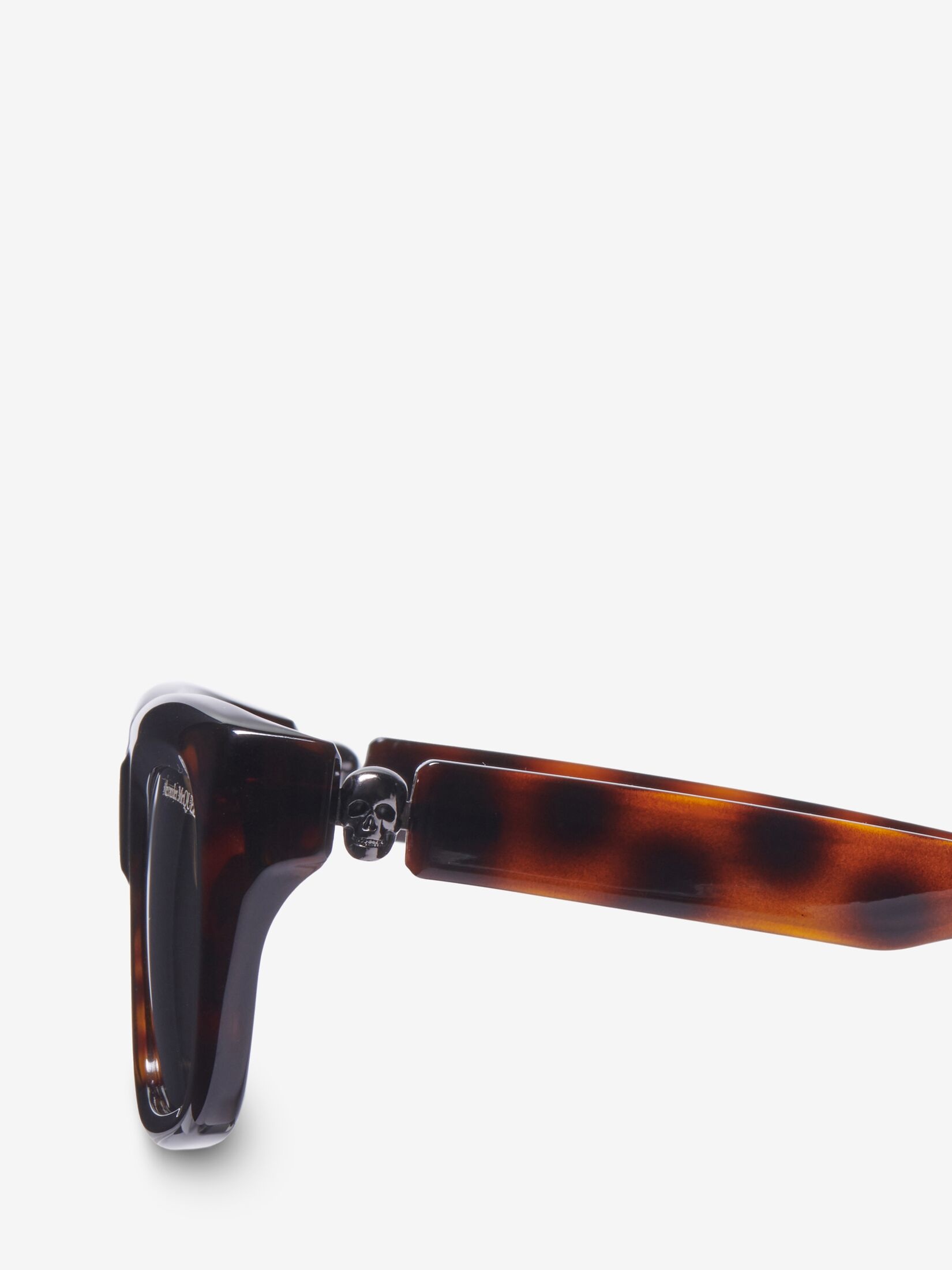 Men's Floating Skull Rectangular Sunglasses in Dark Havana - 4