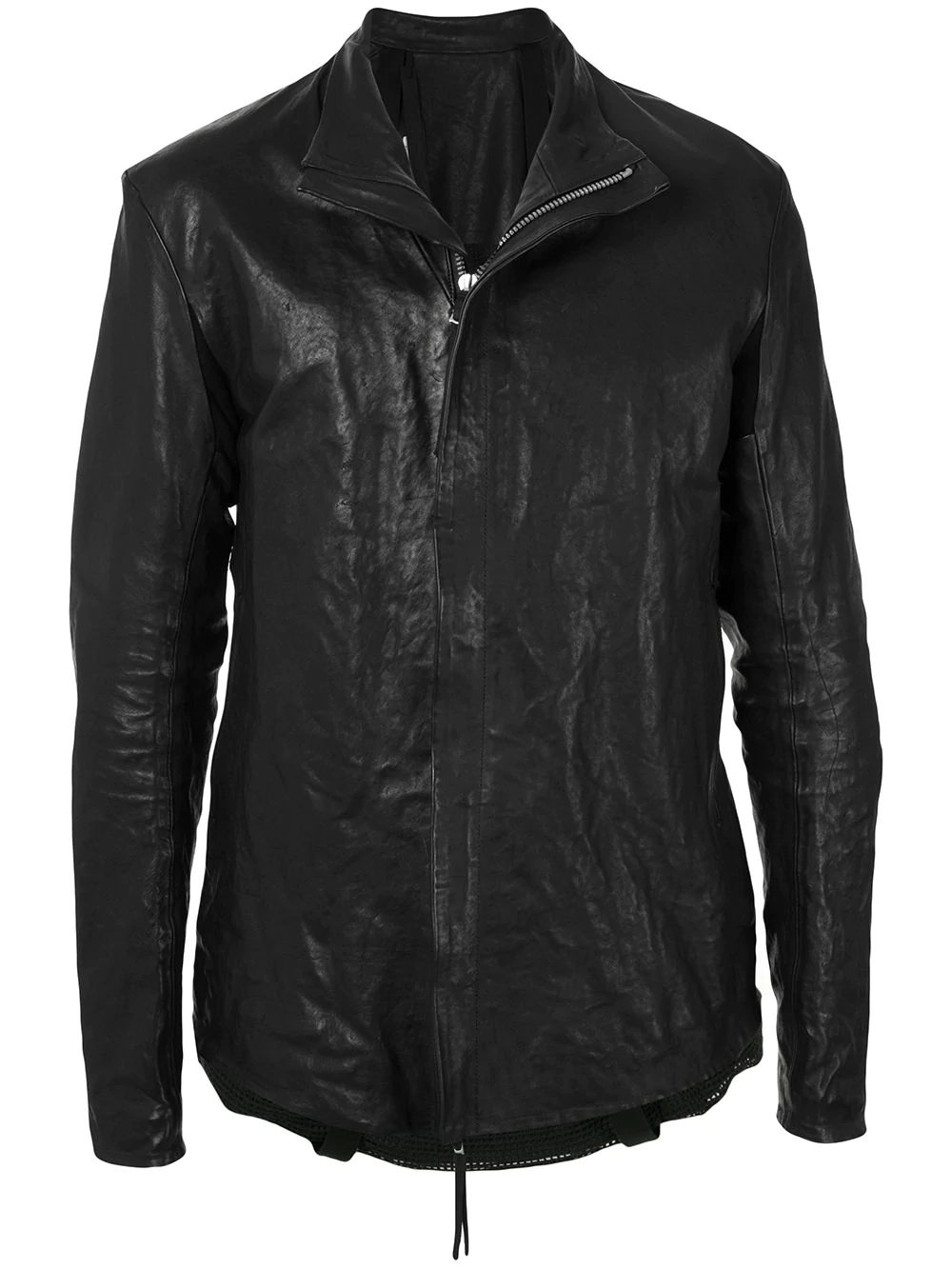 mesh-panel layered leather jacket - 1