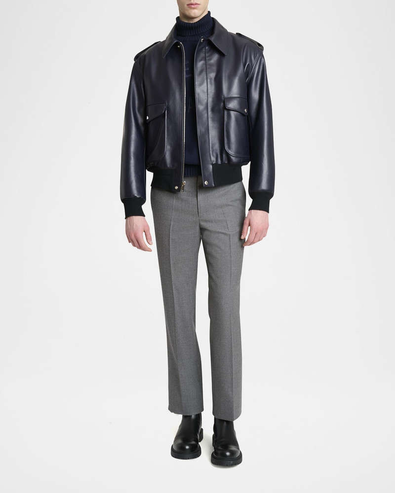 Givenchy Men's Leather Concealed-Zip Bomber Jacket outlook