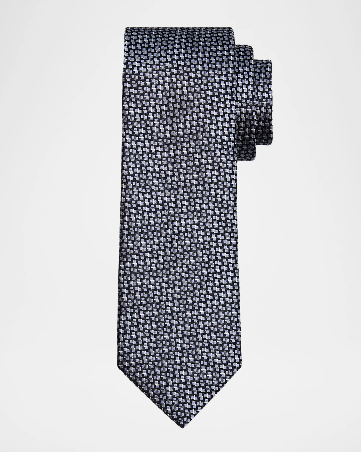 Men's Tonal Geometric Jacquard Silk Tie - 1