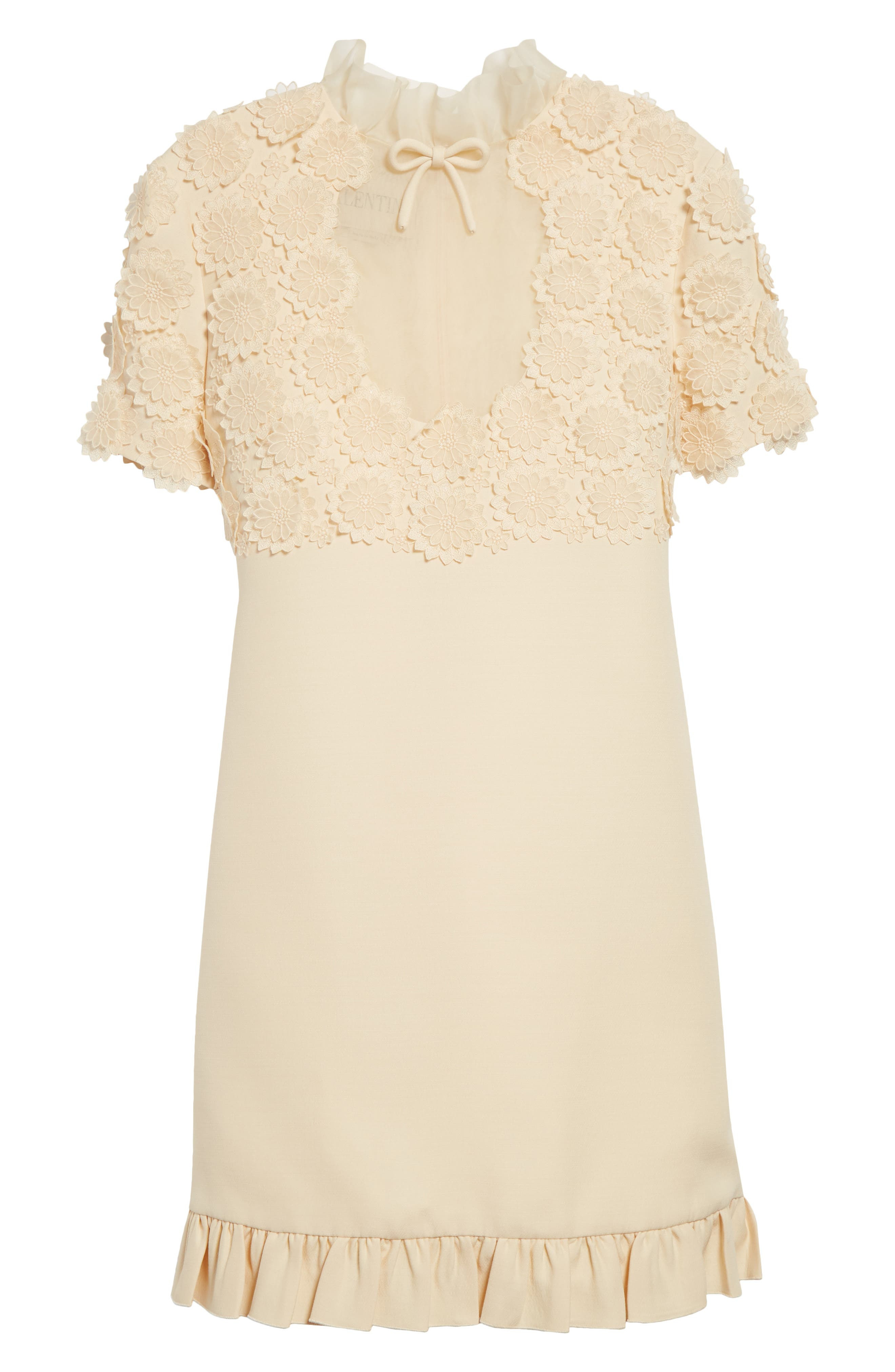 Valentino Garavani Floral Appliqué Crepe Couture Minidress in Nude at Nordstrom - 5