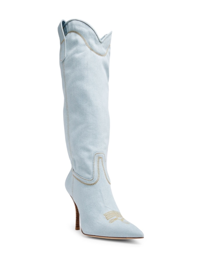 western-style denim high boots - 2